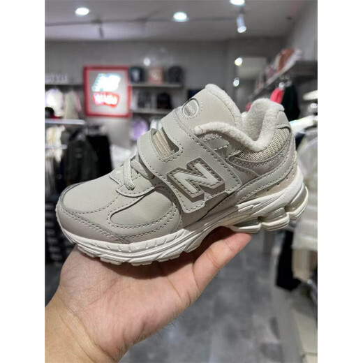 NEW BALANCE Children's Shoes 25 Winter Boys Girls Children's Leather Waterproof Plus Velvet Second Cotton Sports Shoes 2002R Cream 2002TM Plus Velvet 23.5 7C_Feet 13.5_Insole 15