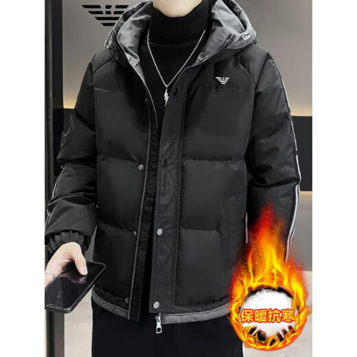 Армани (ARMANI) пуховик мужской зимний 2025 новая теплая утепленная куртка молодежная зимняя одежда темно-серый 4XL