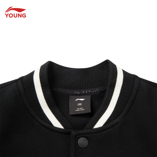Li Ning Children's Clothing Children's Baseball Uniforms Boys' Tennis Series Soft Skin-Friendly Knitted Jackets YJDW013 Black-3 160