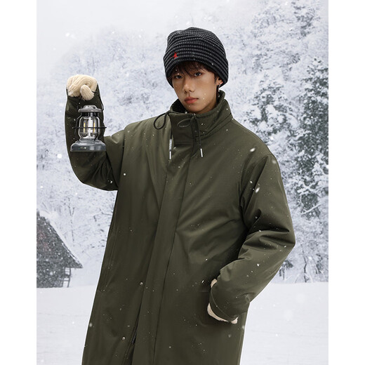 Shelley Jones mid-length knee-high army green coat cotton men's winter new thickened warm jacket jacket clothing dark olive green XL recommended 125-135Jin Jin equals 0.5 kg