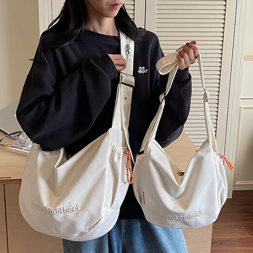OTHER/Other Korean large-capacity women's canvas bag 2025 new work clothes messenger bag sports travel bicycle dumpling bag black small size