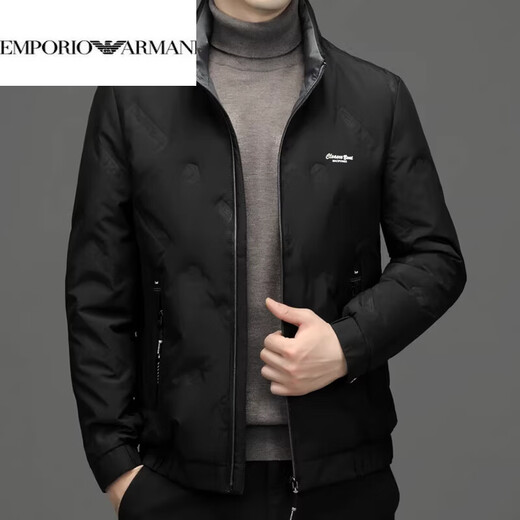 EMPORIO ARMANI阿玛尼羽绒服男士保暖立领上衣冬季新款男装商务休闲潮流白鸭绒轻 绿色 XL 180 建议体重130-150斤