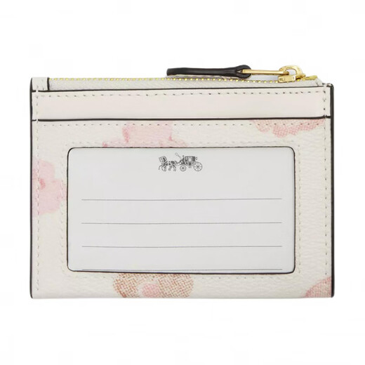 COACH Skinny Id Case 11 Printed Design Top Zipper Coated Canvas Wallet Mini Unisex White 1 White 2