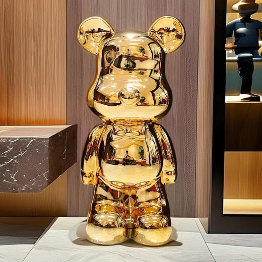 Yizemei Violent Bear Piggy Bank 2024 New Only in and out, available for children and men, large piggy bank, floor-standing oversized ornaments, electroplated gold violent bear piggy bank, 50CM high