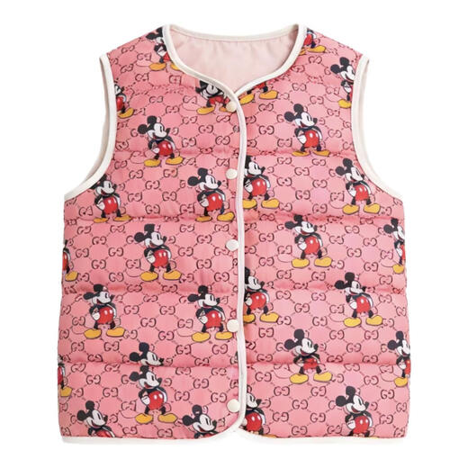 MANIYADAISHU Children's Vest Boys Girls Vest Baby Baby Waistcoat Reversible Printed Liner Cotton Jacket Mickey Mouse (off-white) 120