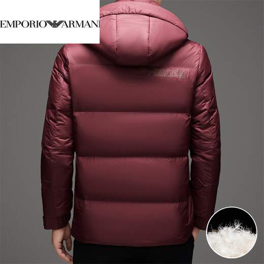 EMPORIO ARMANI阿玛尼男士加厚连帽羽绒服2025冬季新款男装中年爸爸商务休闲保暖 红色 3XL 190