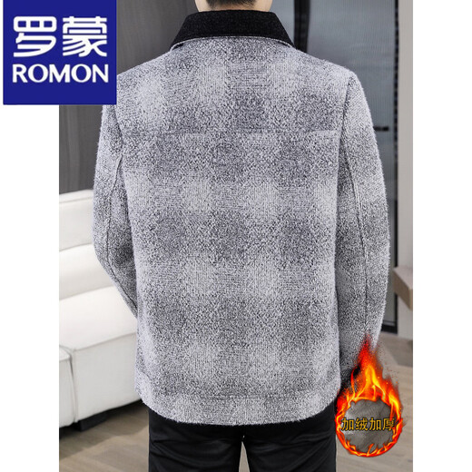 罗蒙（ROMON）毛呢外套男冬装2025新款潮流休闲轻熟风加绒加厚呢子夹克男装上衣 浅灰色 2XL