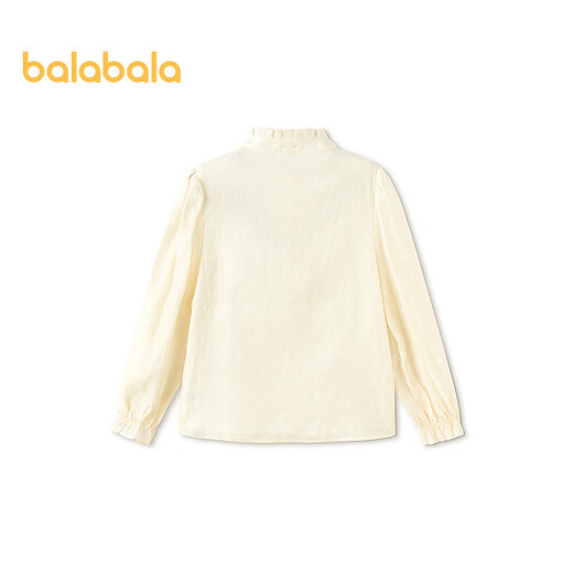 Balabala children's clothing children's long-sleeved shirt girls spring clothing big children's tops jacquard sweet bow fashion yellow tone 00433 165