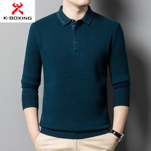 KBXNG Jinba business men's wool sweater 2025 autumn and winter new full wool sweater men's lapel warm business men's black M 170