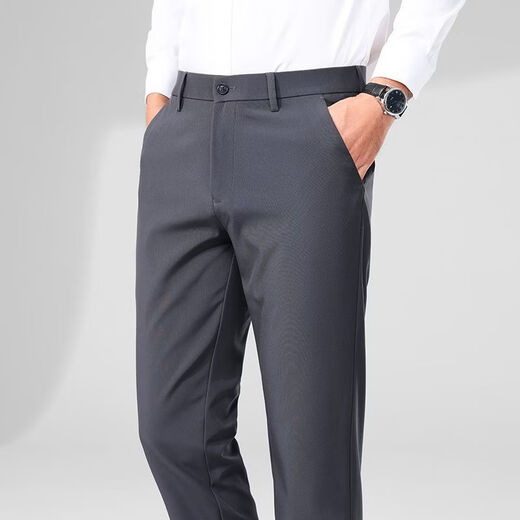 MARCO AZZALI high-end brand men's casual trousers autumn and winter plus velvet business young and middle-aged iron-free straight elastic slim men's trousers black 33 recommended 140-150 Jin Jin equals 0.5 kg