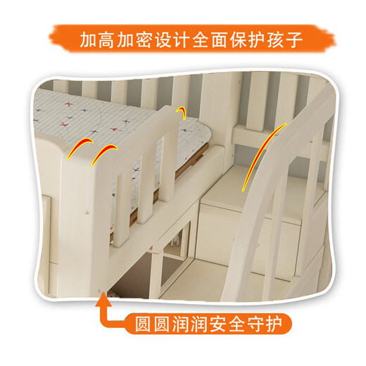 2025 New Bold Solid Wood High and Low Bed Bunk Bed Solid Wood Bed Mother and Child Bed Student Bed and Lower Bed Double Bed Ladder Upper Bed Width 130 Lower Bed Width 150 (Free Bookshelf)