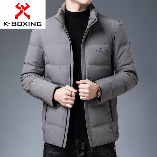 KBXNG Jinba 2025 white duck down jacket men's jacket middle-aged and elderly warm winter thickened casual stand-up collar short down 315 black M 170