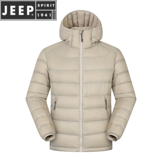 JEEP SPIRIT冬季新款男装90白鸭绒轻薄多巴胺连帽排骨羽绒服男冬季情侣外套女 黑色 M