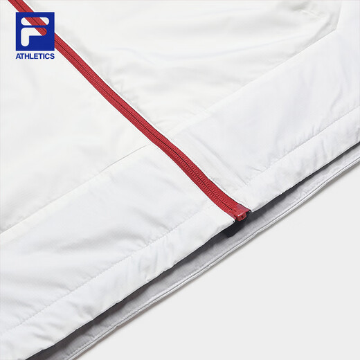 FILA Official Men's Cotton Clothes 2026 Spring New Outdoor Sports Comfortable Warm Color Blocked Hooded Jacket Snow White-WT L 175/96A/L