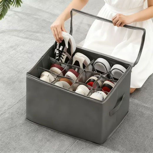 Yusenyi Shoe Box Storage Box Home Transparent Visible Shoe Storage Artifact Foldable Compartment Shoe Storage Box Free of Installation Black Oxford Cloth Compartment 1 Pack (Transparent Visible Moisture-proof and Dust-proof) 43x33x30cm 43 pieces 43x33x30cm