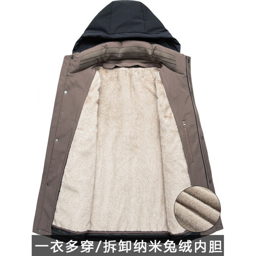 KBXNG Jinba super thick down jacket men's medium and long style winter new hooded casual parka rabbit velvet lining fur windbreaker outer navy blue 2XL 185