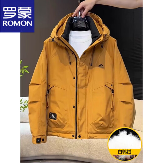 Короткий пуховик Luo Meng, мужская короткая пуховая куртка 2025 года, новая зимняя свободная уличная рабочая одежда, теплая куртка на утином пуху для мужчин, армейский зеленый Luo Meng, натуральная M, рекомендуемый вес 100–125 Jin Jin равен 0,5 кг