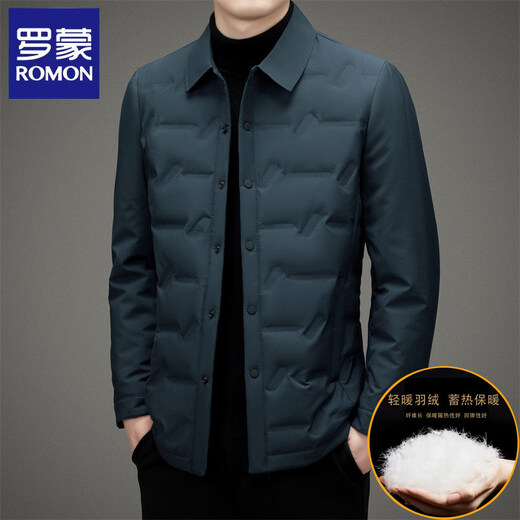 罗蒙（ROMON）2025秋冬季新款保暖轻薄羽绒服男士商务休闲翻领冬装外套男潮 黑色 M （推荐100-120斤左右）