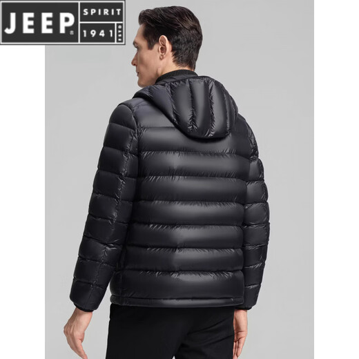 JEEP SPIRIT High Filling Capacity Lightweight Down Jacket Men's Spare Ribs 2025 Winter New Style Warm Jacket Black S
