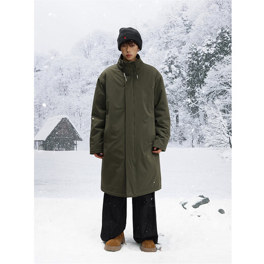 Shelley Jones mid-length knee-high army green coat cotton men's winter new thickened warm jacket jacket clothing dark olive green XL recommended 125-135Jin Jin equals 0.5 kg