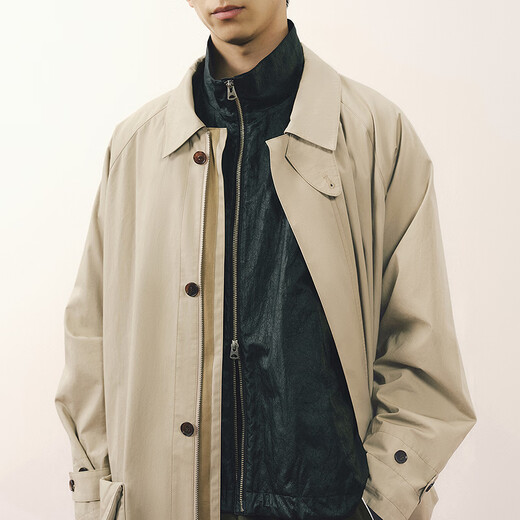 Sketch Men's 2026 Spring New Arrival Windbreaker H-shaped Raglan Sleeve Lapel Mid-Long Style 9Q1912760 251 Medium Khaki M