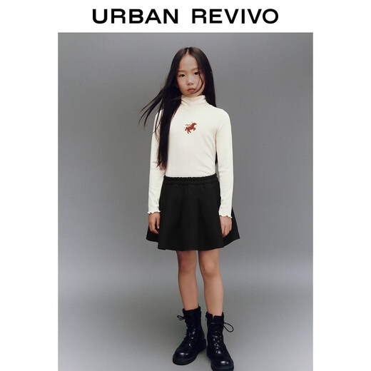 UR2026 Spring New Children's Clothing Girls Urban Elastic Waist Pleated Super Loose Skirt UGU560001 Black 110