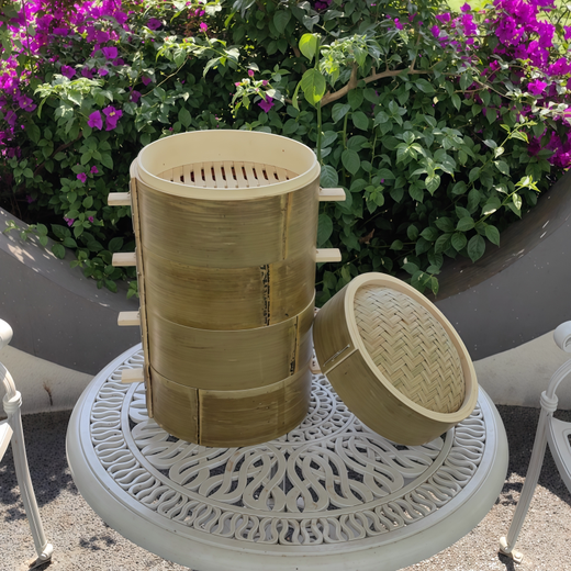 Yusenyi all-bamboo green leather glue-free handmade small steamed bun rack deepens and heightens the bamboo steamer tableware basket household steamer bamboo steamer outer diameter 45 cm 1 cage 1 cover (steaming cloth included)