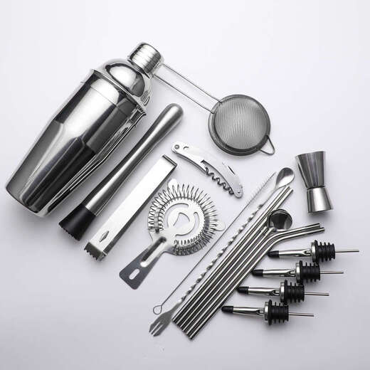 Yusenyi cocktail mixer V cocktail making tool three-stage Boston shaker cup Boston shaker 19-piece set