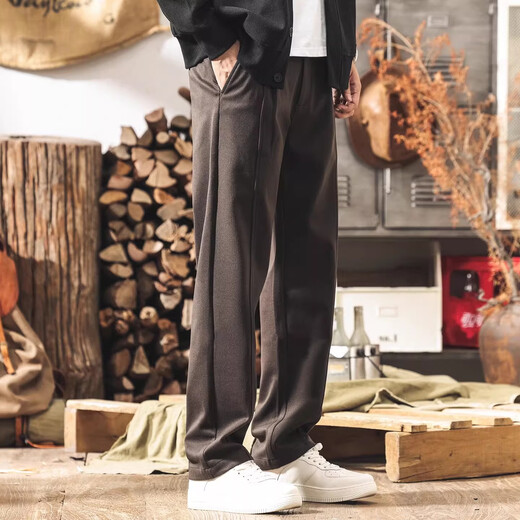 Jay Leno American retro heavyweight starry sky tweed casual sweatpants men's winter thick fashion brand straight pants men's loose trousers dark coffee M suitable for 115-130Jin Jin equals 0.5 kg