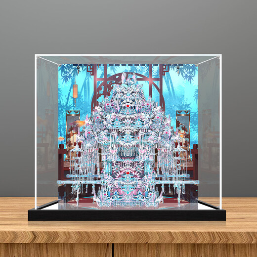 Lingzhi is suitable for the cool pink and white Wan Gong three-dimensional sedan gift hand model back lamp storage cover acrylic display box boutique black bottom reinforced model comes with a mirror