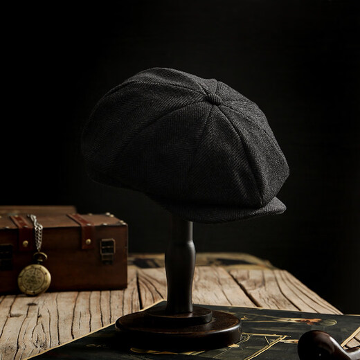 San Rodeo marching hat newsboy hat retro octagonal hat big head circumference Shelby Peaky Blinders hat British painter beret gray herringbone pattern (wool style) M (55-57cm suitable for ordinary b
