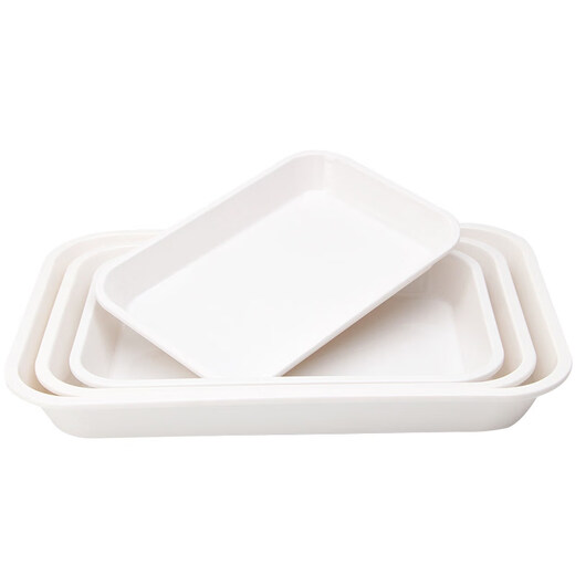 Tuojin imported quality plastic tray from Germany, water cup, tea tray, melamine rectangular tray, white household kindergarten dinner plate, straight edge tray_medium size_thick and affordable