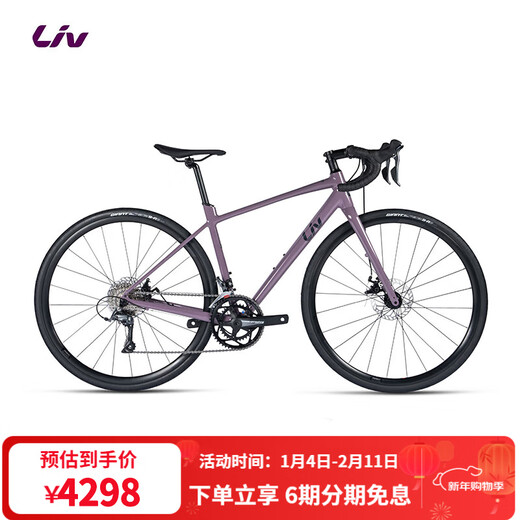 Liv丽以芙Avail AR 4-GC碳纤维前叉碟刹16速舒适女士弯把公路自行车 紫灰色 700C×410MM XS 建议152-163cm