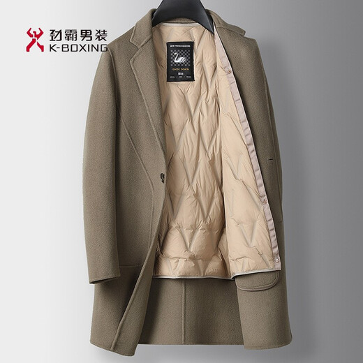KBXNG Jinba 2025 winter men's mid-length double-sided woolen wool coat coat middle-aged business men's down jacket Brown Camel L (175)