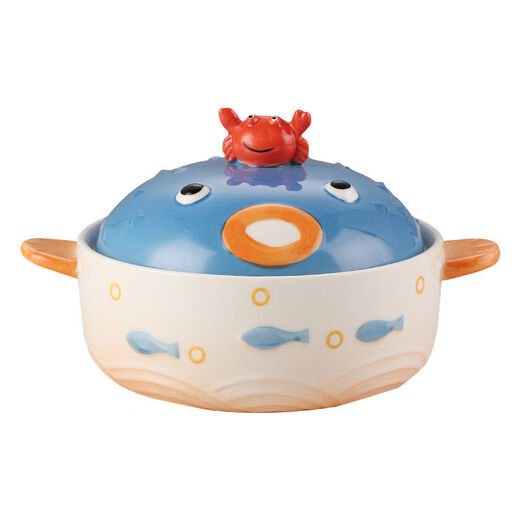 Beyou Ocean Crab Instant Noodle Bowl Large Capacity Double-Ear Soup Bowl with Cover Mobile Phone Holder Instant Noodle Bowl Ocean Instant Noodle Bowl-Crab