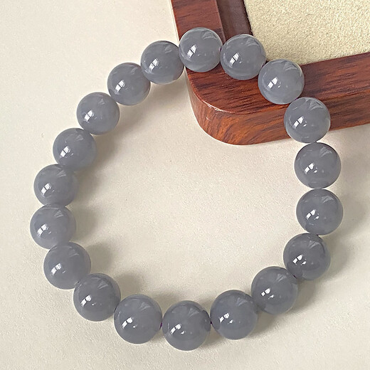 Jade of a Thousand Years New Year's Gift Hetian Jade Bracelet for Men and Women Oily Smoke Gray Ball Bracelet About 10 mm