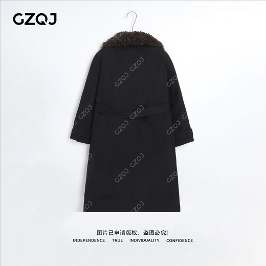 GZQJ lightweight temperature-locking 90 white duck down mid-length waisted down jacket for women 2025 new winter 3990 black M 38 recommended 105-115 Jin Jin equals 0.5 kg