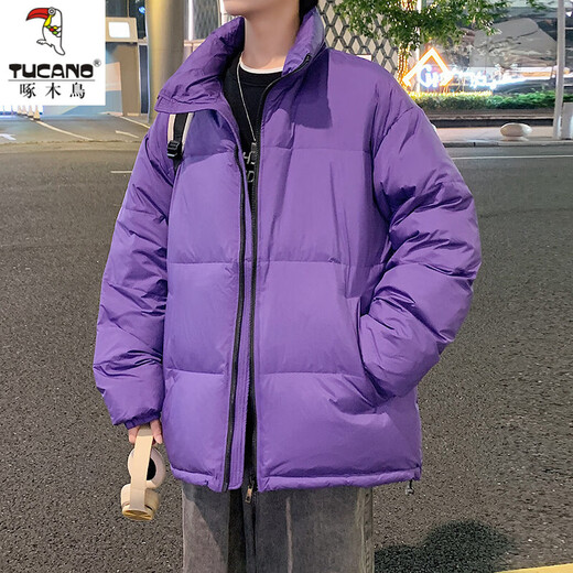 Дятел (TUCANO) Зимний утепленный теплый пуховик для мальчиков Модная куртка с высоким воротником «хлеб» Топы для подростков Универсальная и красивая куртка Off-White S 85-105Jin Jin весит 0,5 кг