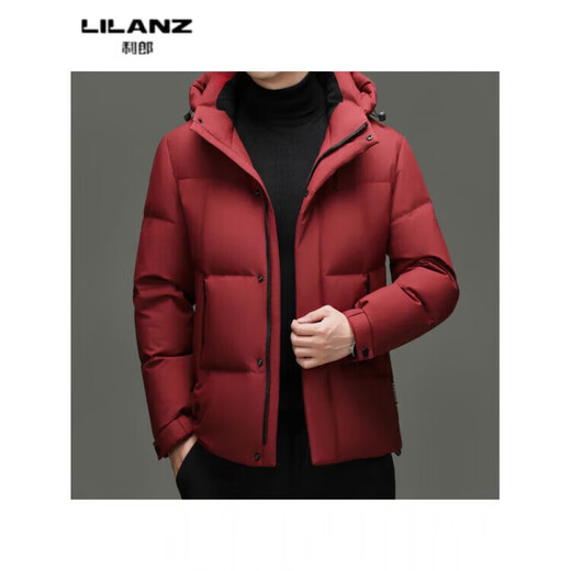 LILANZ new winter men's white duck down hooded warm jacket for young and middle-aged business casual long down jacket men bean green yr9872 14XL (190)