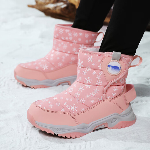 Chiyun girls' snow boots with fur integrated Northeast cold-resistant plus velvet to keep warm for middle-aged and older children high cotton boots winter 2026 Mi Ju 26