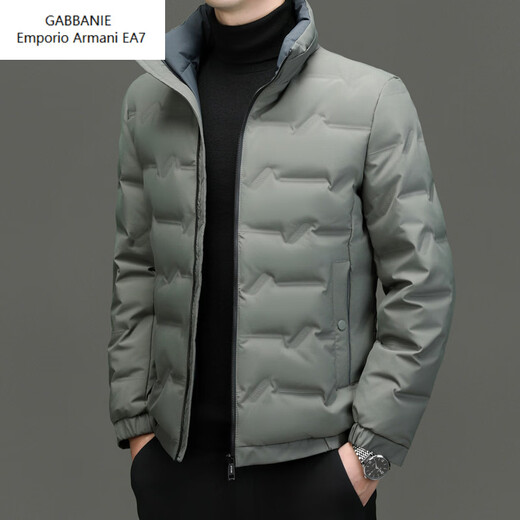 Emporio Armani EA7 Armani 2026 winter new down jacket men's casual short style trendy brand warm stand-up collar top clothes men's white duck gray green M