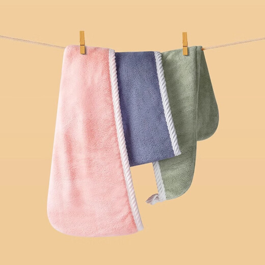 2025 new style hair drying cap for women, absorbent double-layered dual-purpose turban for washing and wiping hair, super quick-drying towel, shower cap, two replacement packs, blue-gray + double-layered edging and thickening