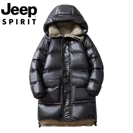 JEEP Глянцевый пуховик Jeep International средней длины, мужская зимняя утолщенная теплая одноразовая повседневная куртка с капюшоном черного цвета M 125Jin Jin с точностью до 0,5 кг