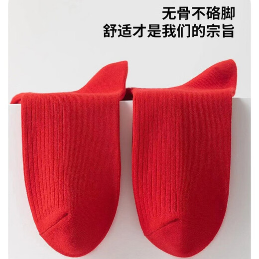 Jeanswest Jeanswest Men's 2026 Spring Men's Long Socks 5 Pairs Comfortable and Festive New Year Good Luck Socks XO Red*56A25 One Size