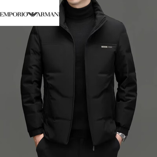 EMPORIO ARMANI Armani новый зимний пуховик модный повседневный воротник-стойка утолщенный мужской ветрозащитный и теплый мужской черный XL 175 110-125Jin Jin равен 0,5 кг