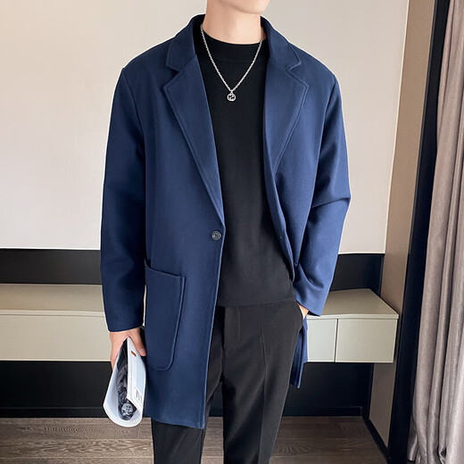 Baleno S&K series woolen coat, autumn and winter men's mid-length windbreaker, casual trendy business suit, gray jacket S