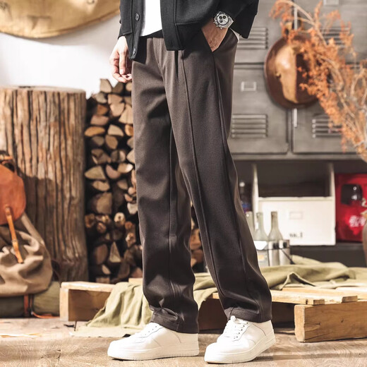 Jay Leno American retro heavyweight starry sky tweed casual sweatpants men's winter thick fashion brand straight pants men's loose trousers dark coffee M suitable for 115-130Jin Jin equals 0.5 kg