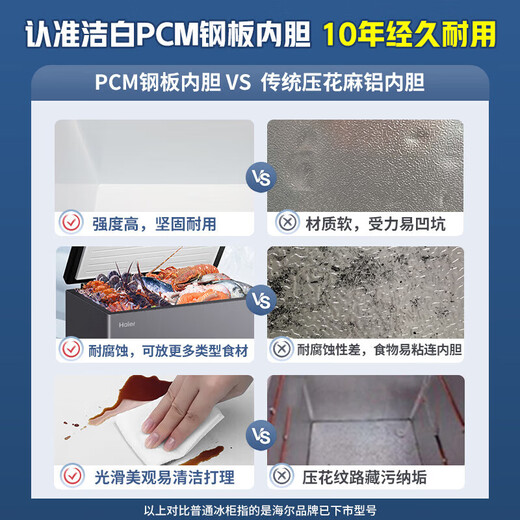 Haier Freezer 200/300 liters fully frozen large capacity first-class energy efficiency energy saving household freezer small freezer refrigeration dual-use 200 liters 200 liters 282Jin Jin equals 0.5kg, meat frost reduction 80%