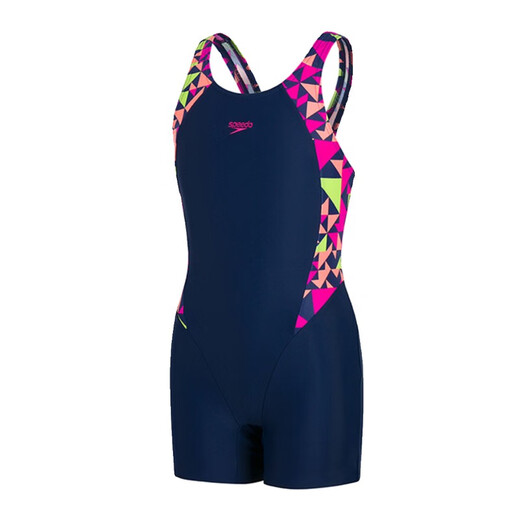 Speedo/speedo youth one-piece swimsuit training competition anti-chlorine children's boxer one-piece swimsuit anti-chlorine black rose pink/lemon yellow M (26) (recommended 120-130c24-28kg)