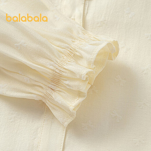 Balabala children's clothing children's long-sleeved shirt girls spring clothing big children's tops jacquard sweet bow fashion yellow tone 00433 165